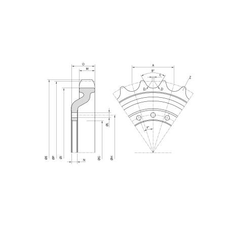 JCB 260T drive wheel - UR086J018 - 2