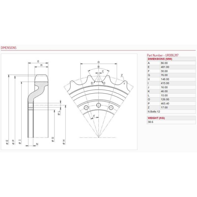 Drive wheel JCB 150 T - UR086J117