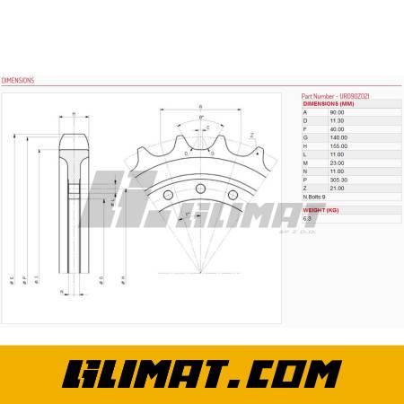 KOŁO NAPĘDOWE CATERPILLAR 301.7D 301.4C 1402RD 1404 1502 1503 1703 - UR090Z021 - 2