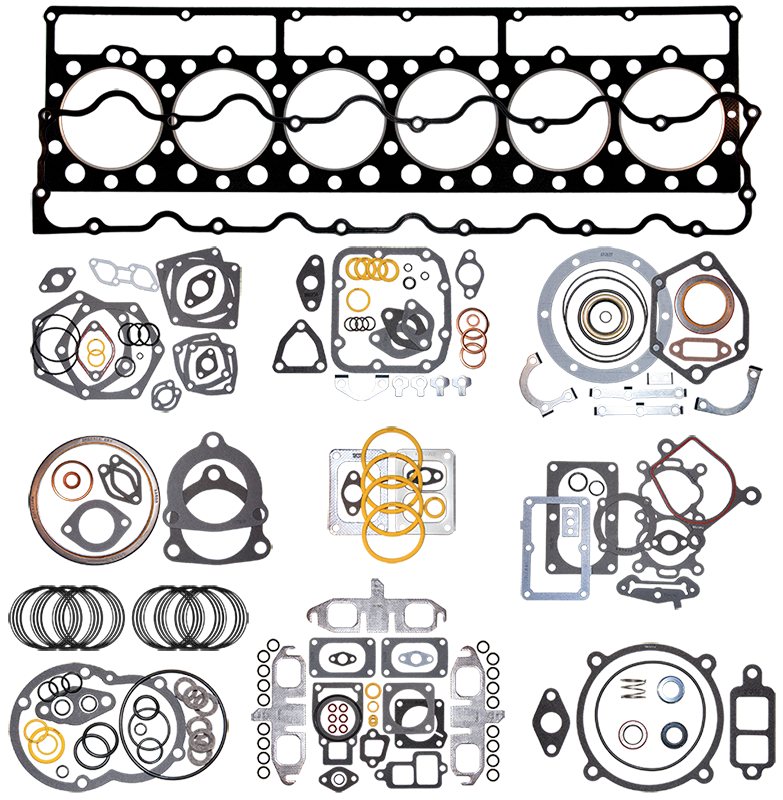 Zestaw uszczelek i elementów uszczelniających do naprawy silników.
